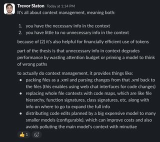 Community explanation of context management: retain necessary information, omit irrelevant content, use codemaps, and distribute edits