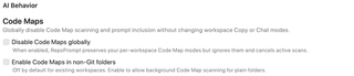 Global Code Maps disable switch and non-Git folder scanning option