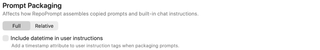 Full and Relative file path choices and instruction timestamp checkbox