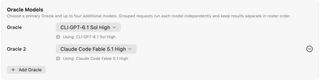 Primary Oracle and additional Oracle model pickers with Add Oracle and removal controls
