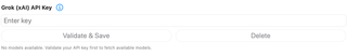 Grok xAI key validation and model discovery status