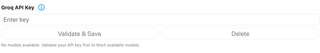 Groq key validation and model discovery status