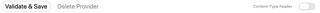 Validate and Save, Delete Provider, and Content-Type header controls