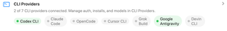 CLI Providers summary with provider connection indicators