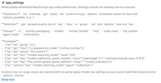 app_settings switch and expanded allowed preferences and operations