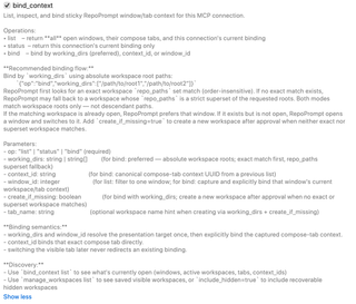 bind_context switch and expanded context listing and binding description