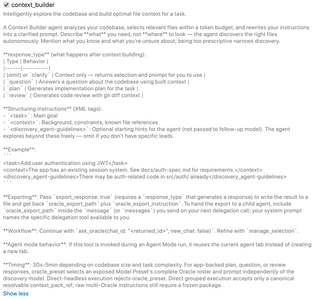 context_builder switch and expanded discovery, response type, and export description