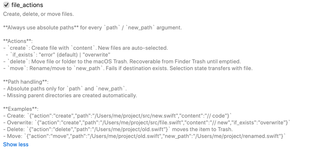 file_actions switch and expanded create, delete, and move behavior