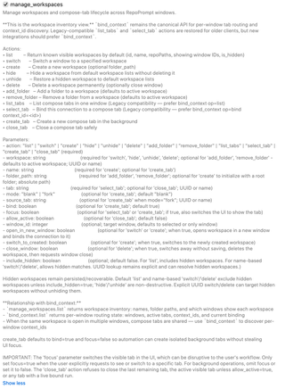 manage_workspaces switch and expanded workspace and Compose-tab lifecycle operations