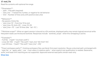 read_file switch and expanded path and line-range reading options